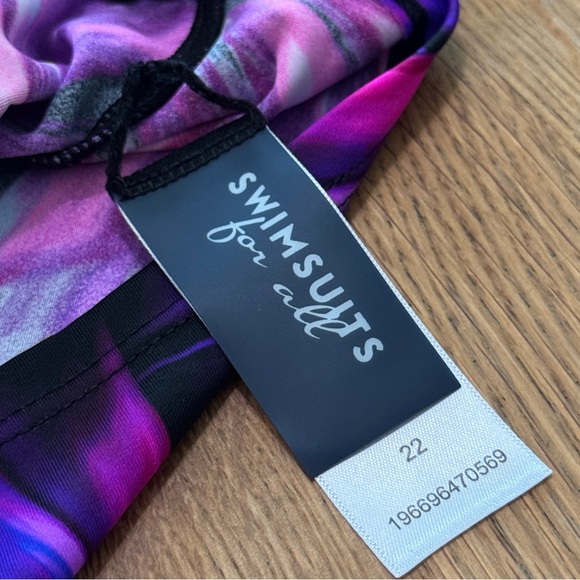 Swimsuits For All 22 Black Pink Purple Zip Front Long Sleeve Swim Crop Top - Picture 7 of 10